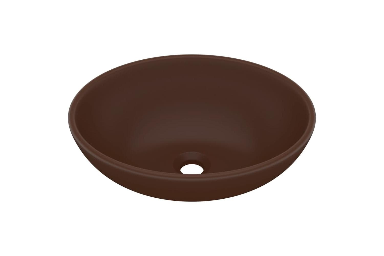 vidaXL 146929 Luxury Basin Oval-shaped Matt Dark Brown 40x33cm Ceramic