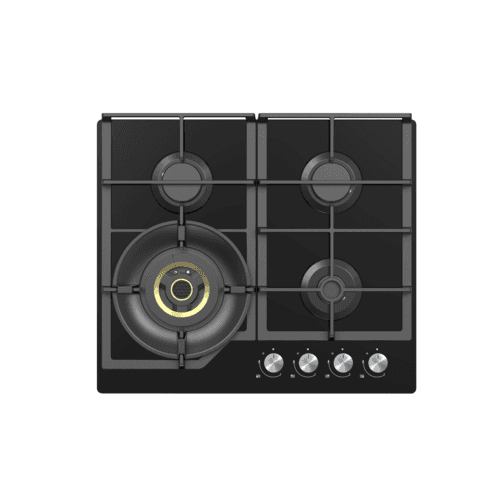 Refurbished electriQ 60cm 4 Burner Gas on Glass Hob - Black
