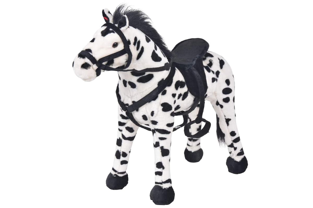 Vidaxl Standing Plush Toy Horse Black And White Xxl