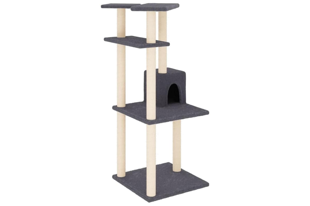 Cat Tree With Sisal Scratching Posts Dark Grey 123 Cm