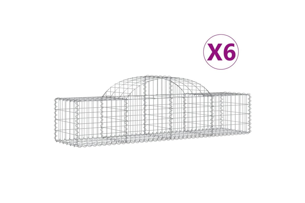 vidaXL 3146261 Arched Gabion Baskets 6 Pcs 200x50x40/60cm Galvanised Iron
