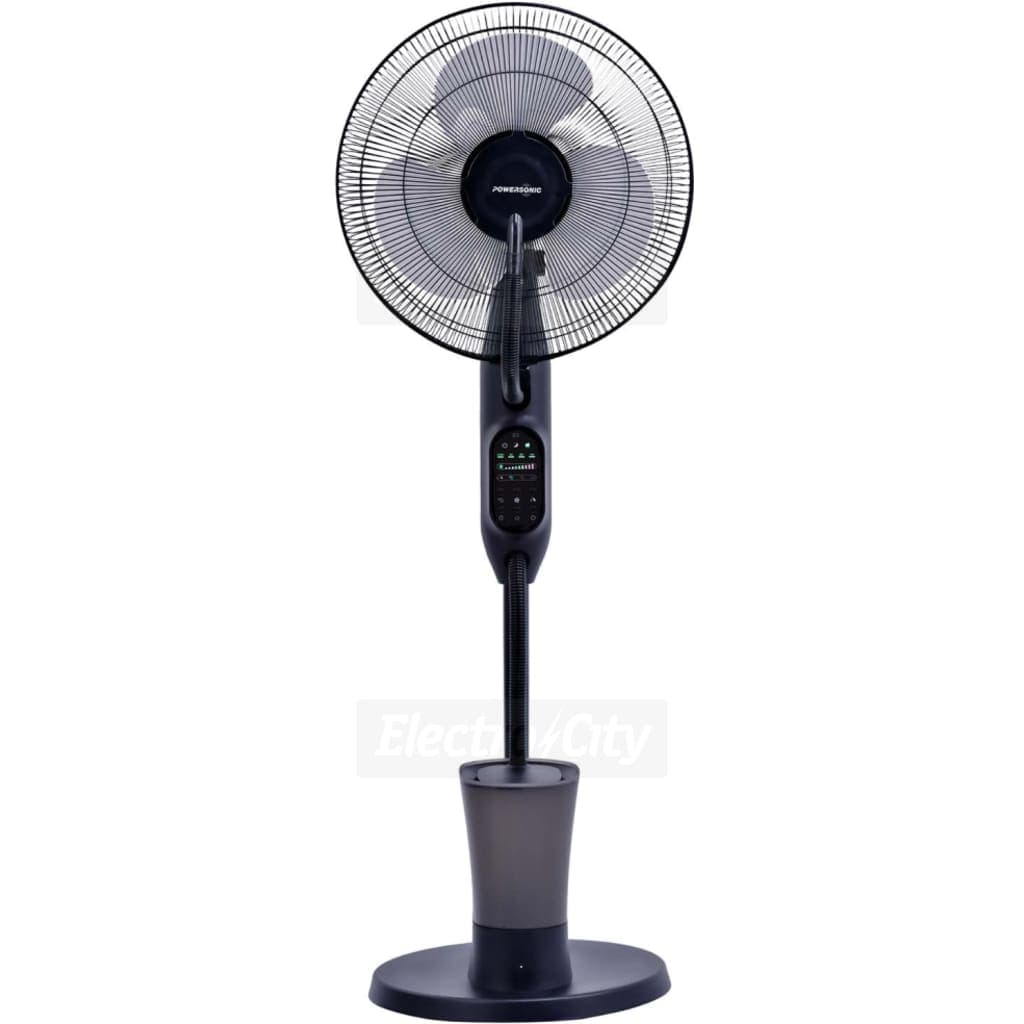 Powersonic 16 Inch Pedestal Oscillating Misting Fan with Remote | Black
