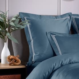 Triple Row Cord Square Pillowcase Teal/White