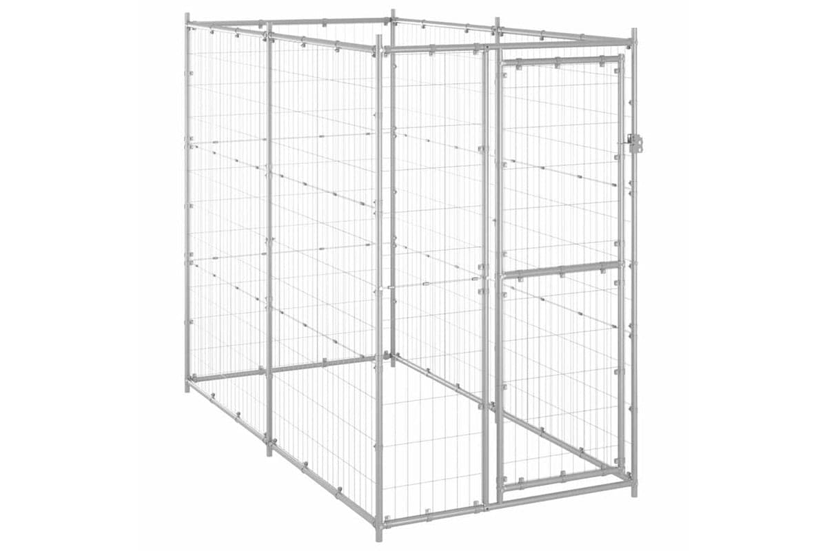 Vidaxl Outdoor Dog Kennel Galvanised Steel 110x220x180 Cm