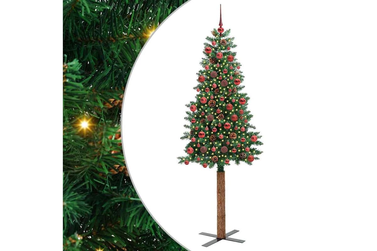 Vidaxl Slim Christmas Tree Green 180 Cm Pvc And Solid Pine Wood