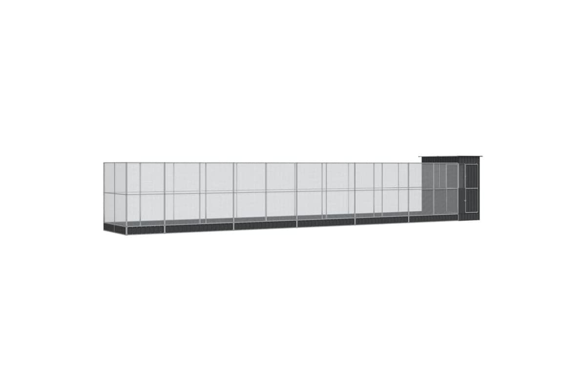 Aviary With Extension Silver 1244x203x216 Cm Steel