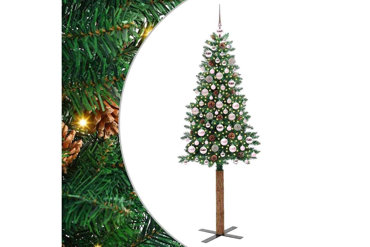 Vidaxl Slim Christmas Tree Green 180 Cm Pvc And Solid Pine Wood