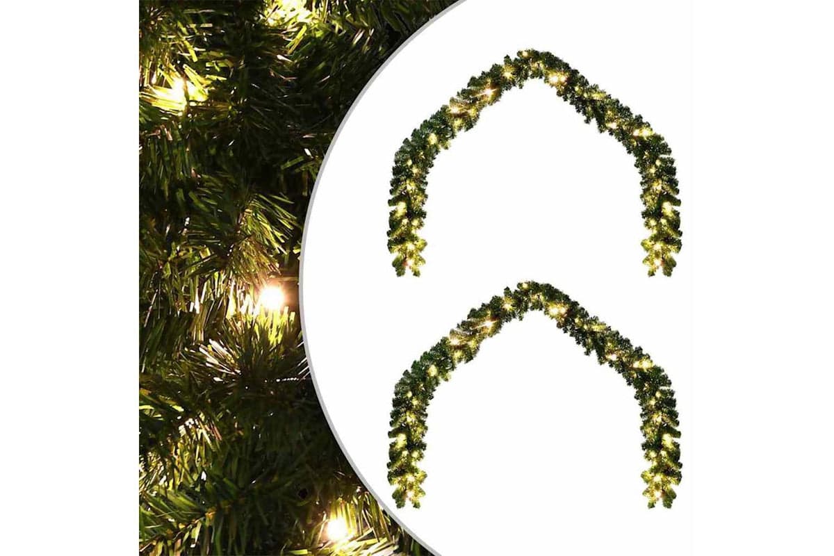 Vidaxl Christmas Garland With 600 Leds 2 Pcs Green Pvc