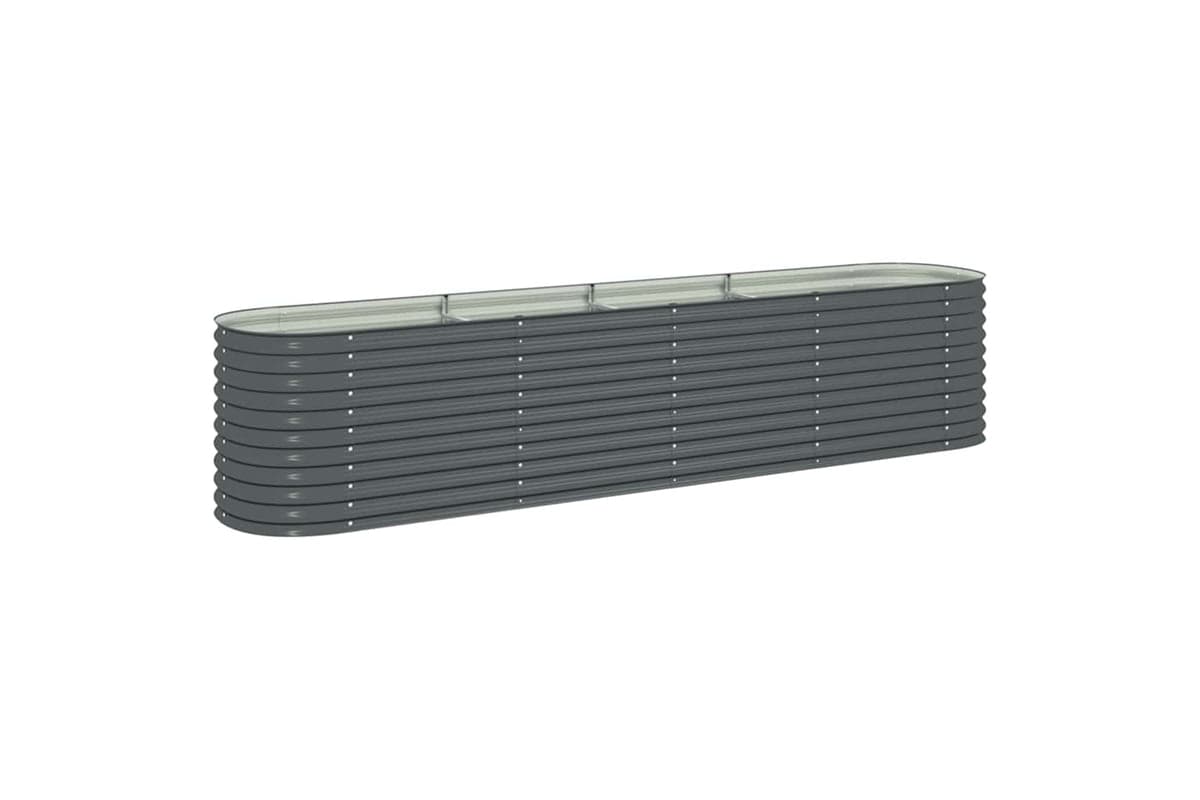 vidaXL Garden Raised Bed 400x80x81cm Galvanised Steel Grey