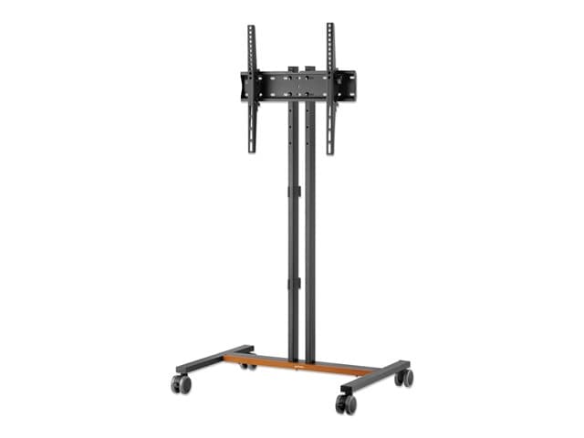 Manhattan TV & Monitor Mount, Trolley Stand (Compact), 1 screen, Screen Sizes: 34-55", Silver, VESA 200x200 to 400x400mm, Max 35kg, Height-adjustable