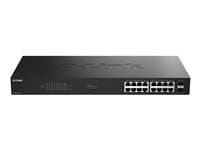 D-LINK - DGS 1018P - Switch - unmanaged - 16 x 10/100/1000 (PoE) + 2 x combo Gigabit SFP - rack-mountable, desktop - PoE (240 W) - for DEM 310GT, 311GT, 314GT