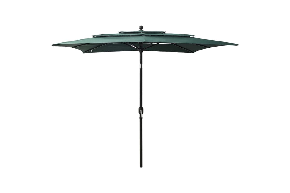 Vidaxl 313837 3-tier Parasol With Aluminium Pole Green 2.5x2.5 M