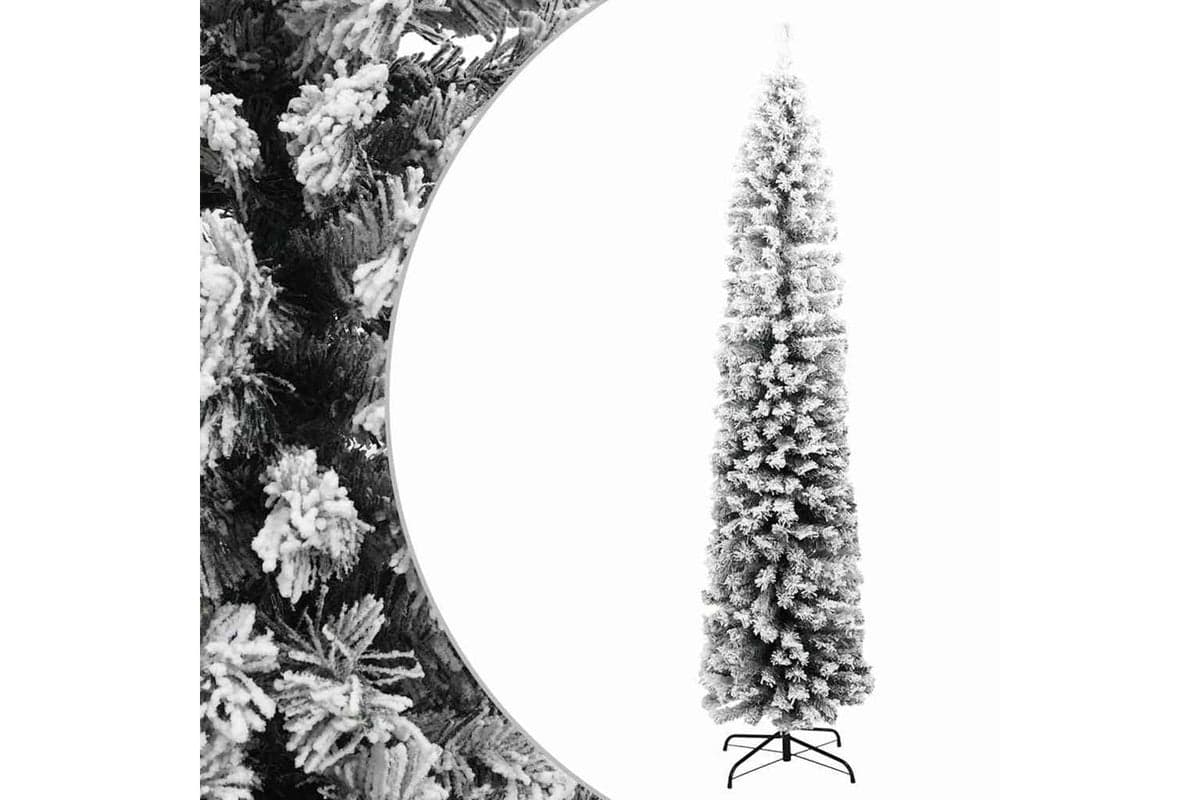 Vidaxl Slim Artificial Christmas Tree With Flocked Snow Green 180 Cm