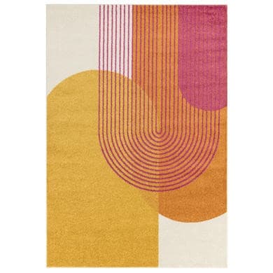 Large Retro Geometric Orange Rug - 290 x 200 cm - Muse
