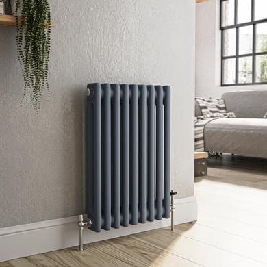 Reggio Anthracite Horizontal Double Column Traditional Radiator
