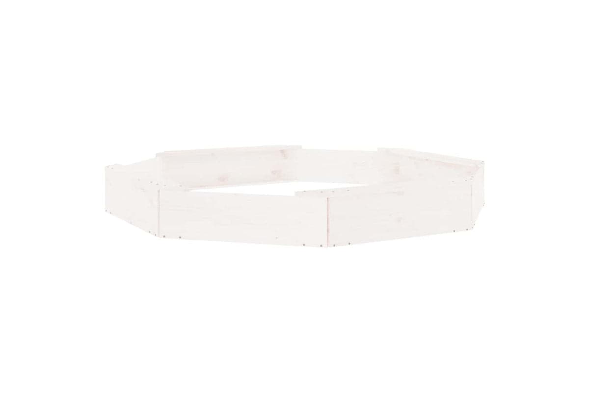 vidaXL 825017 Sandbox With Seats White Octagon Solid Wood Pine