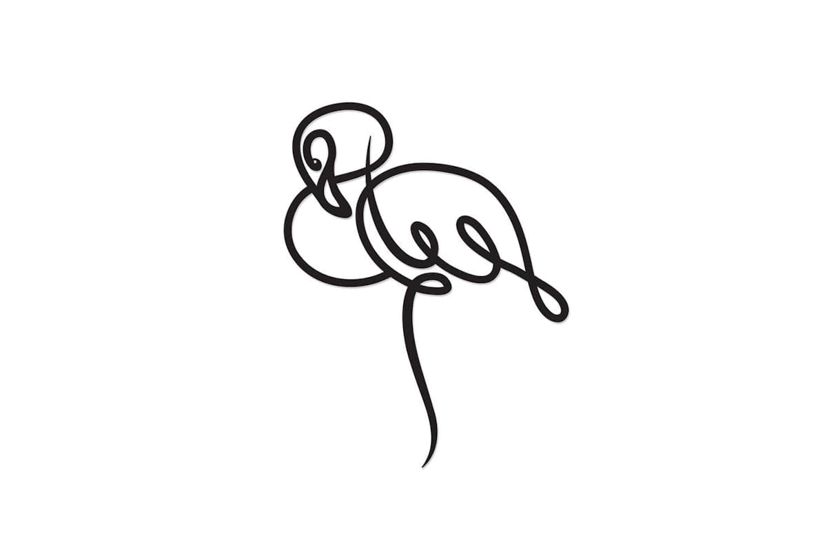 Decortie | Flamingo Metal Wall Art Sculpture | Black | 60 x 47 cm