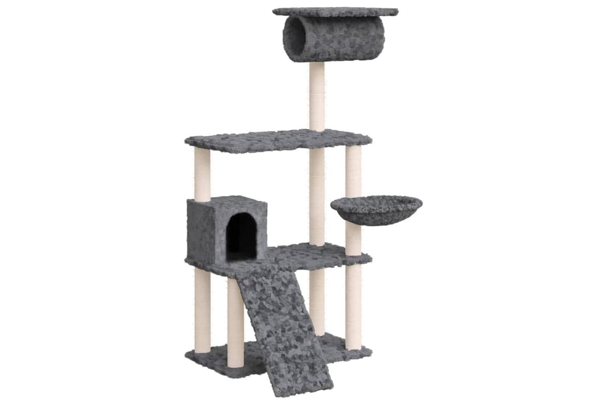 Cat Tree With Sisal Scratching Posts Dark Grey 131 Cm