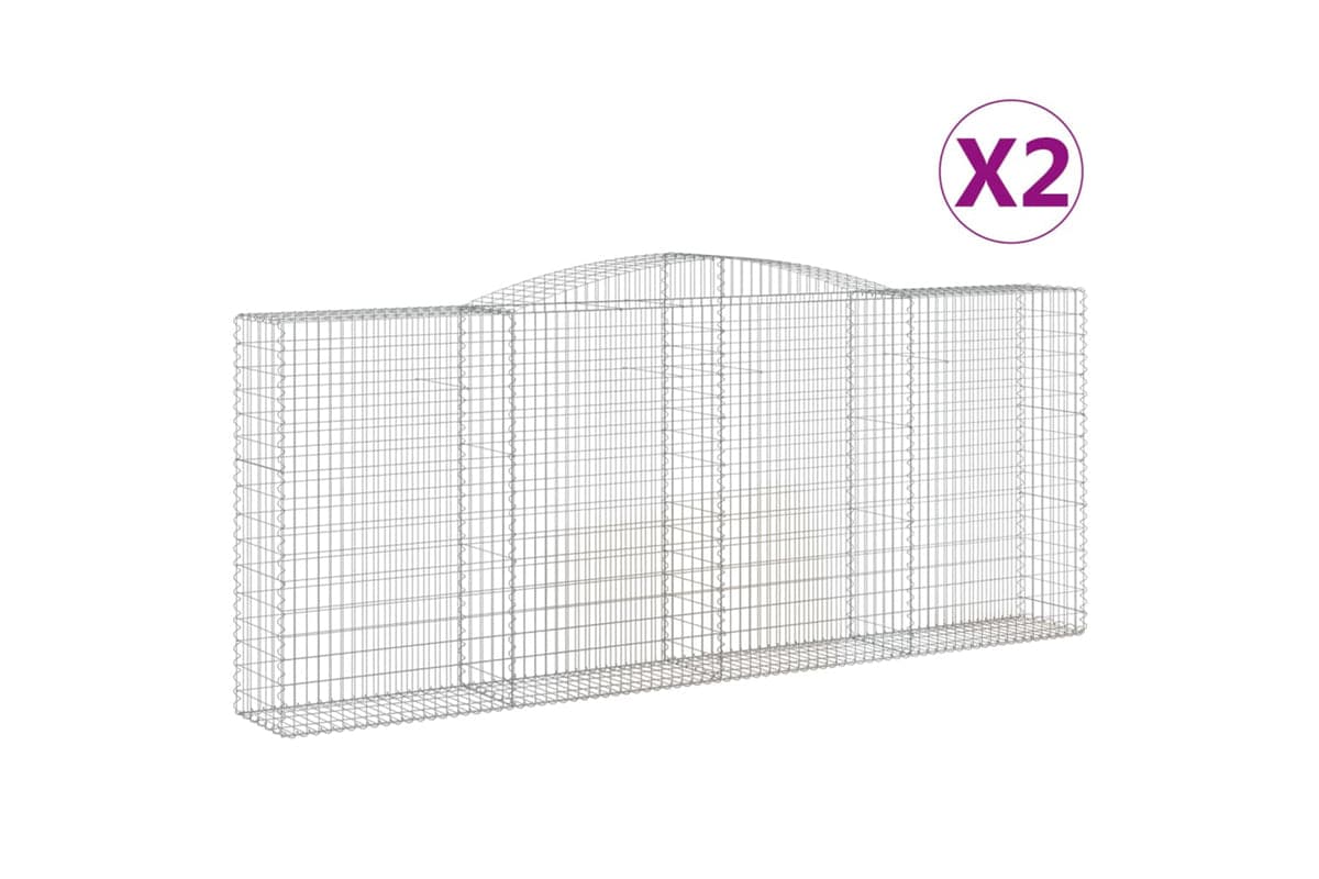 vidaXL 3147035 Arched Gabion Baskets 2 Pcs 400x50x160/180cm Galvanised Iron