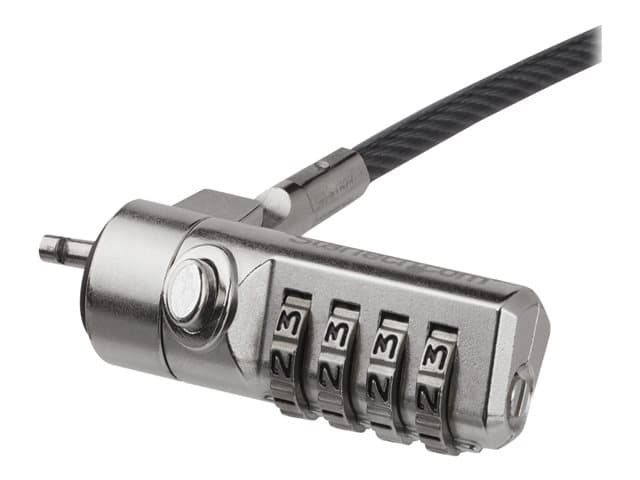 Startech 6.5ft (2m) Laptop Cable Lock, 4 Digit Combination Laptop/Desktop Security Cable Lock for K-Slot Devices/Computers/Monitors, Portable Anti-The