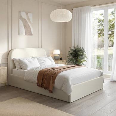Cream - Upholstered End-lift Ottoman Storage Bed - Zara