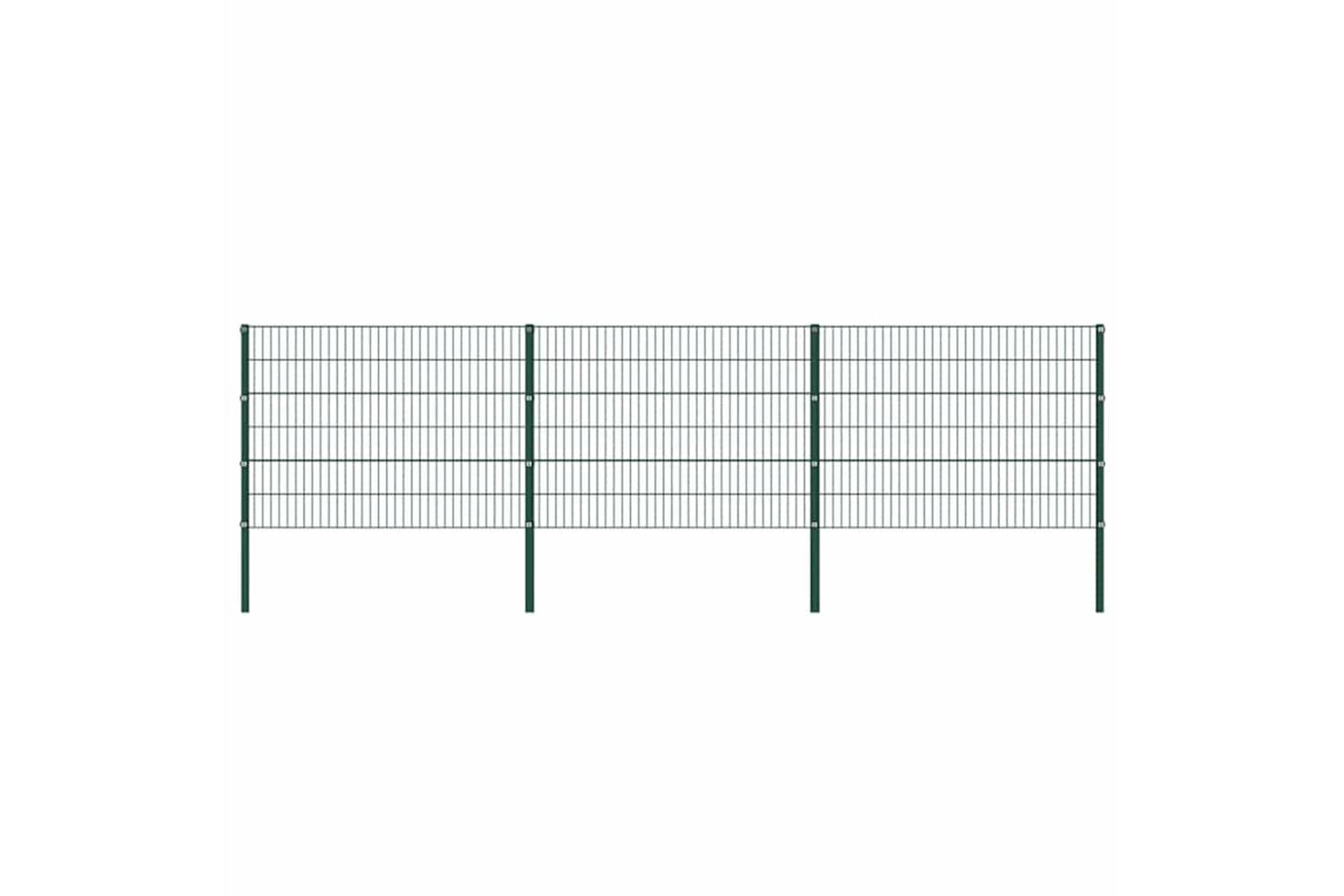 Vidaxl 278663 Fence Panel With Posts Iron 5.1x1.2 M Green