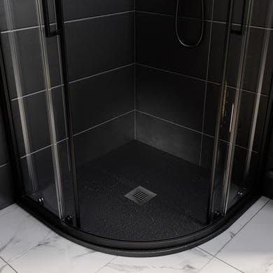 900x900mm Quadrant Anti-Slip 27mm Slimline Black Stone Resin Shower Tray – Sileti