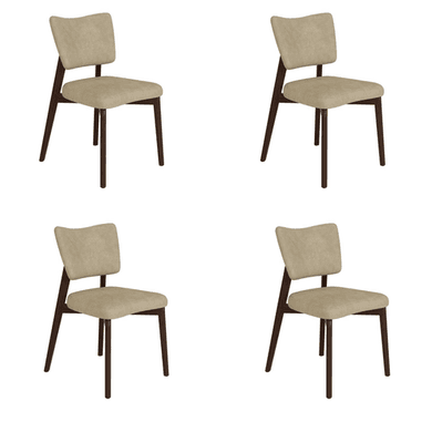Greta Beige Faux Leather Dining Chairs with Walnut Legs