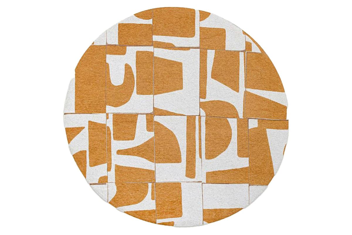 Louis De Poortere | Papercut Indoor Eco Round Rug | Yellow/White | 140 x 140 cm