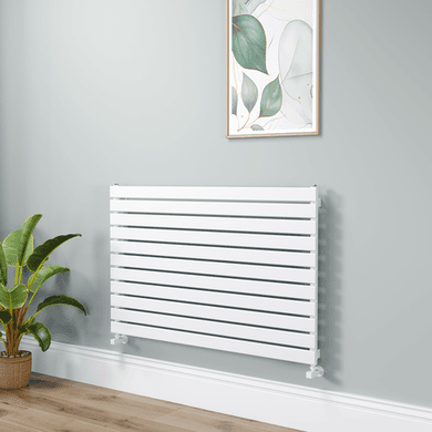 Riace Linea White Flat Designer Radiator 770x1200mm Single Panel 3519 BTU - Horizontal Bars