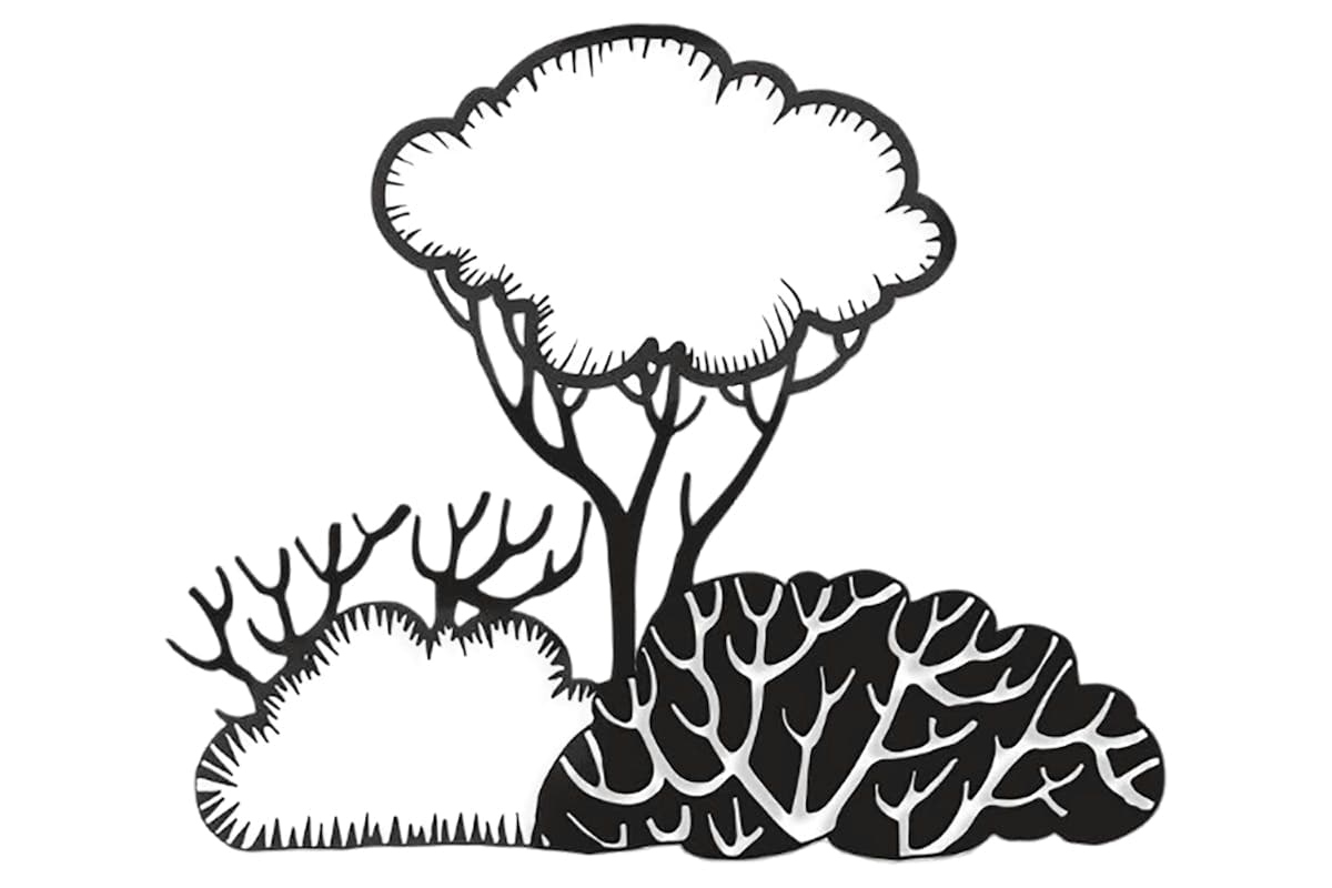 Decortie | Bushes Metal Wall Sculpture | Black | 46 x 55 cm