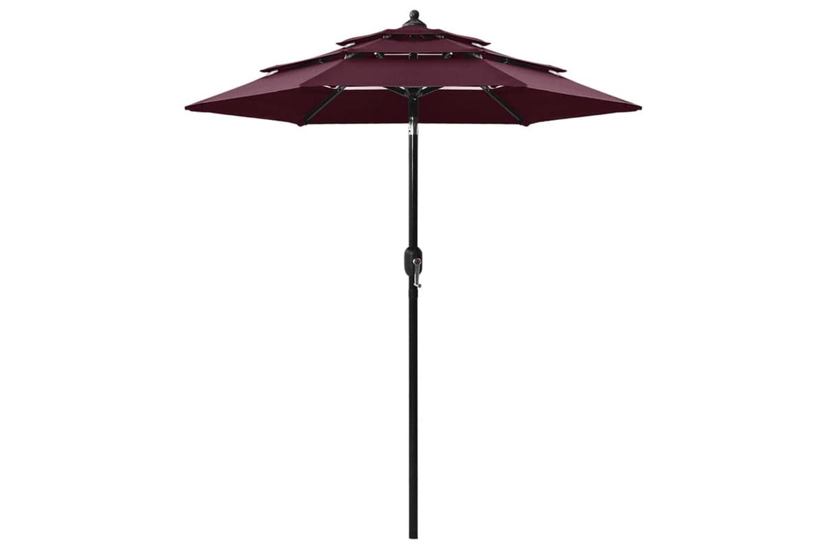 Vidaxl 313856 3-tier Parasol With Aluminium Pole Bordeaux Red 2 M