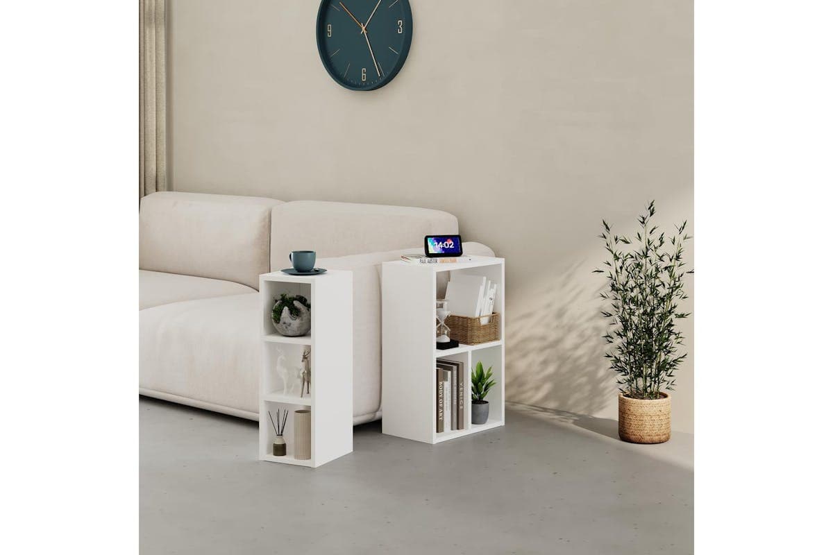 Decortie Modern Combayn Book Shelf | Bookcase | Particle Board | White | Large