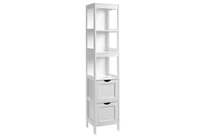 Vasagle Linen Tower with 2 Drawers for Bathroom | White