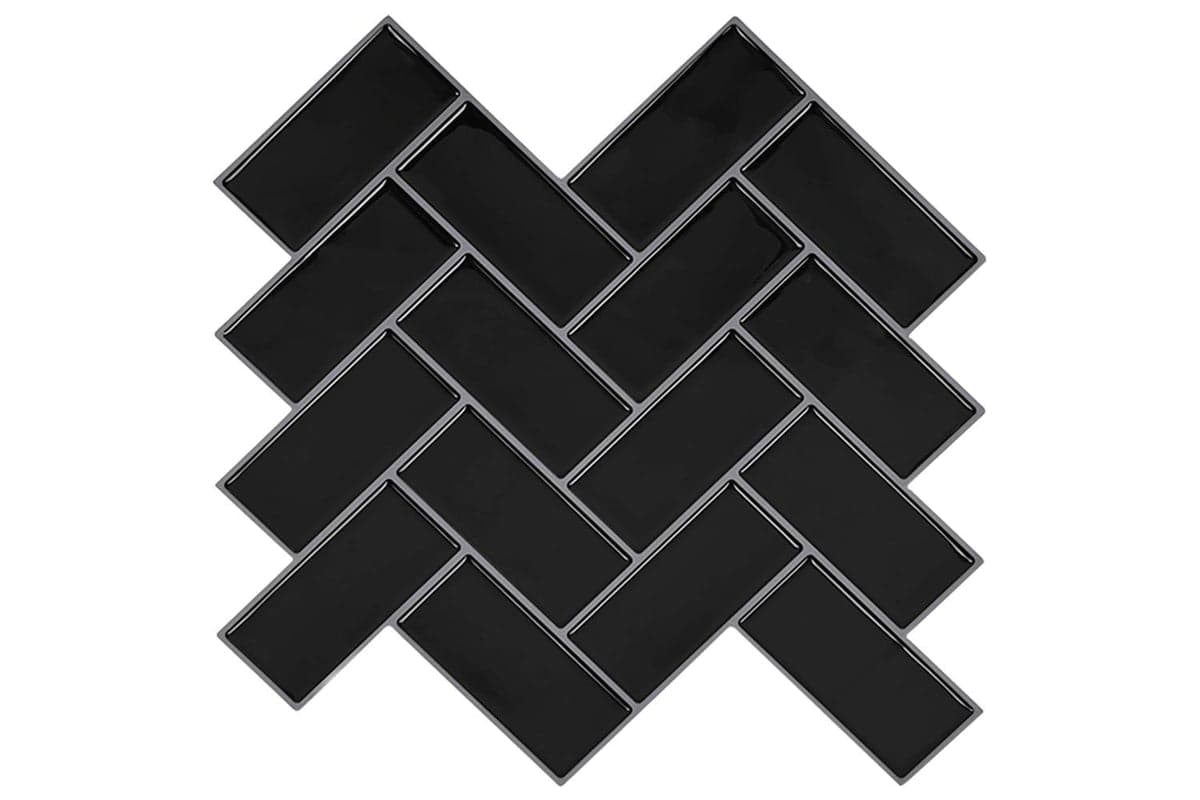 Vidaxl Herringbone Tile 10 Pcs Black 30 X 30 Cm Polyurethane And Pet