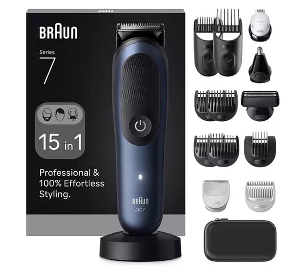 BRAUN All-in-One Series 7, AIO7580, 15in1 Grooming Kit - Blue