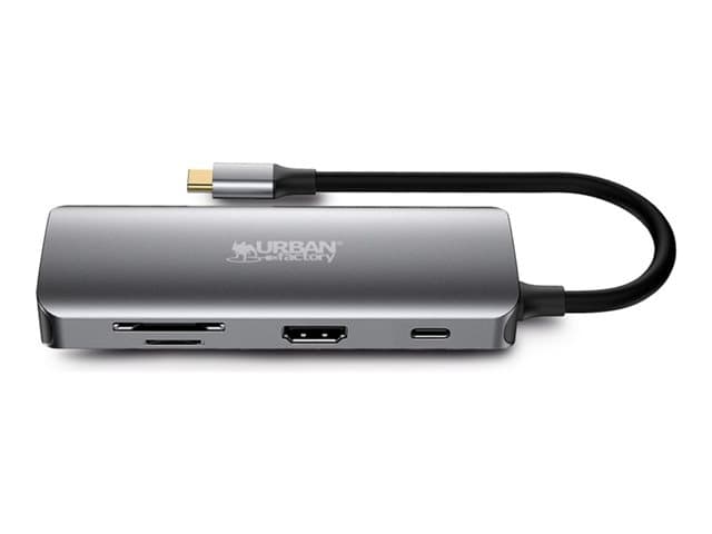 URBAN FACTORY - Urban Factory HUBEE 8 IN 1 - docking station - USB-C 3.1 - HDMI - 1GbE