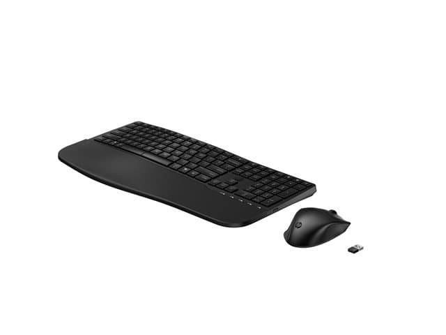 HP - 685 - Keyboard and mouse set - dual mode, 3-zone layout, multi-device, 23 programmable keys, OS Auto-Detection, low profile key travel - full size - wireless - Bluetooth, 2.4 GHz - UK - black - Smart Buy