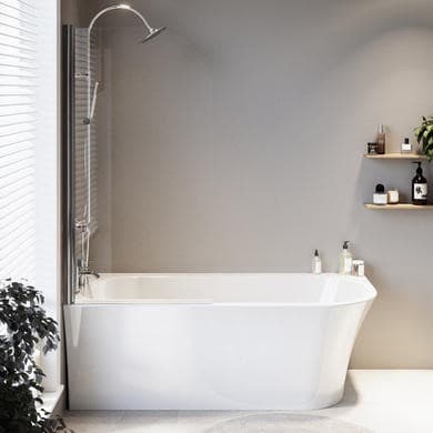 Freestanding Shower Bath Single Ended Left Hand Corner with Chrome Bath Screen 1700 x 750mm - Vigo