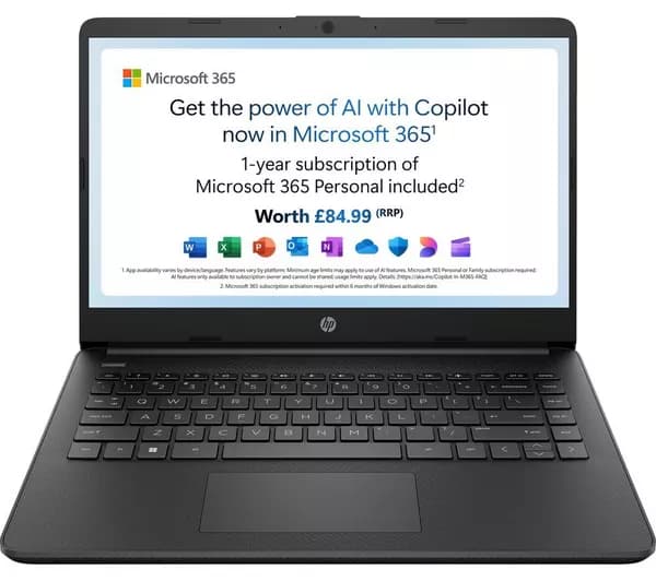 HP 14s-dq3500sa 14" Laptop - Intel® Celeron®, 64 GB eMMC, Black