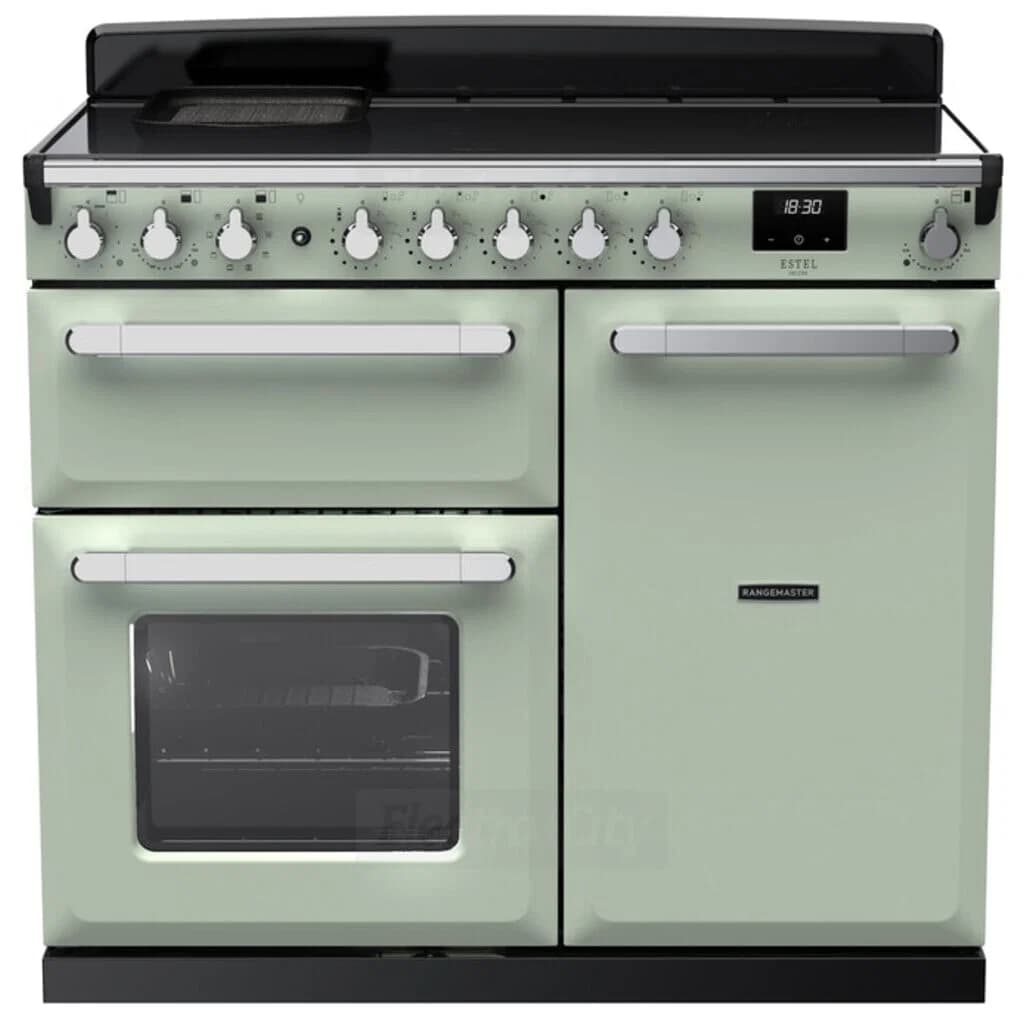 Rangemaster Estel Deluxe 100cm Induction Range Cooker | Mint with Chrome Trim