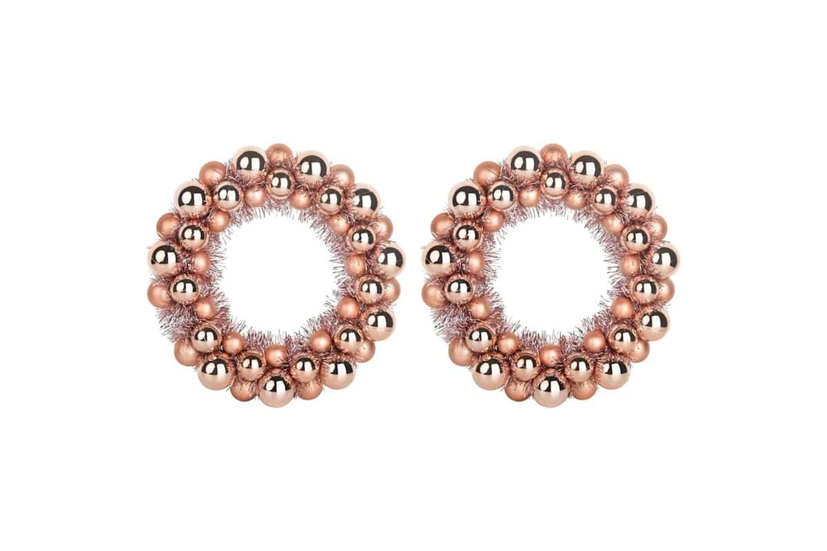 Vidaxl Christmas Ball Wreathes 2 Pcs Rose Gold 33 X 33 X 7 Cm