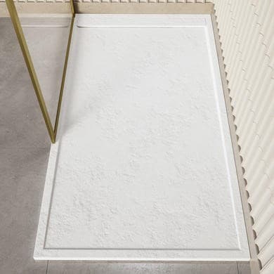 ALMOST PERFECT - 1000x900mm Rectangular Anti-Slip 30mm Slimline White Stone Resin Shower Tray – Coast
