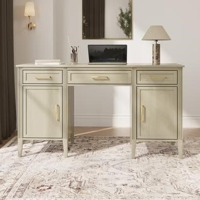 Light Wood Office Desk with Drawers - Delilah
