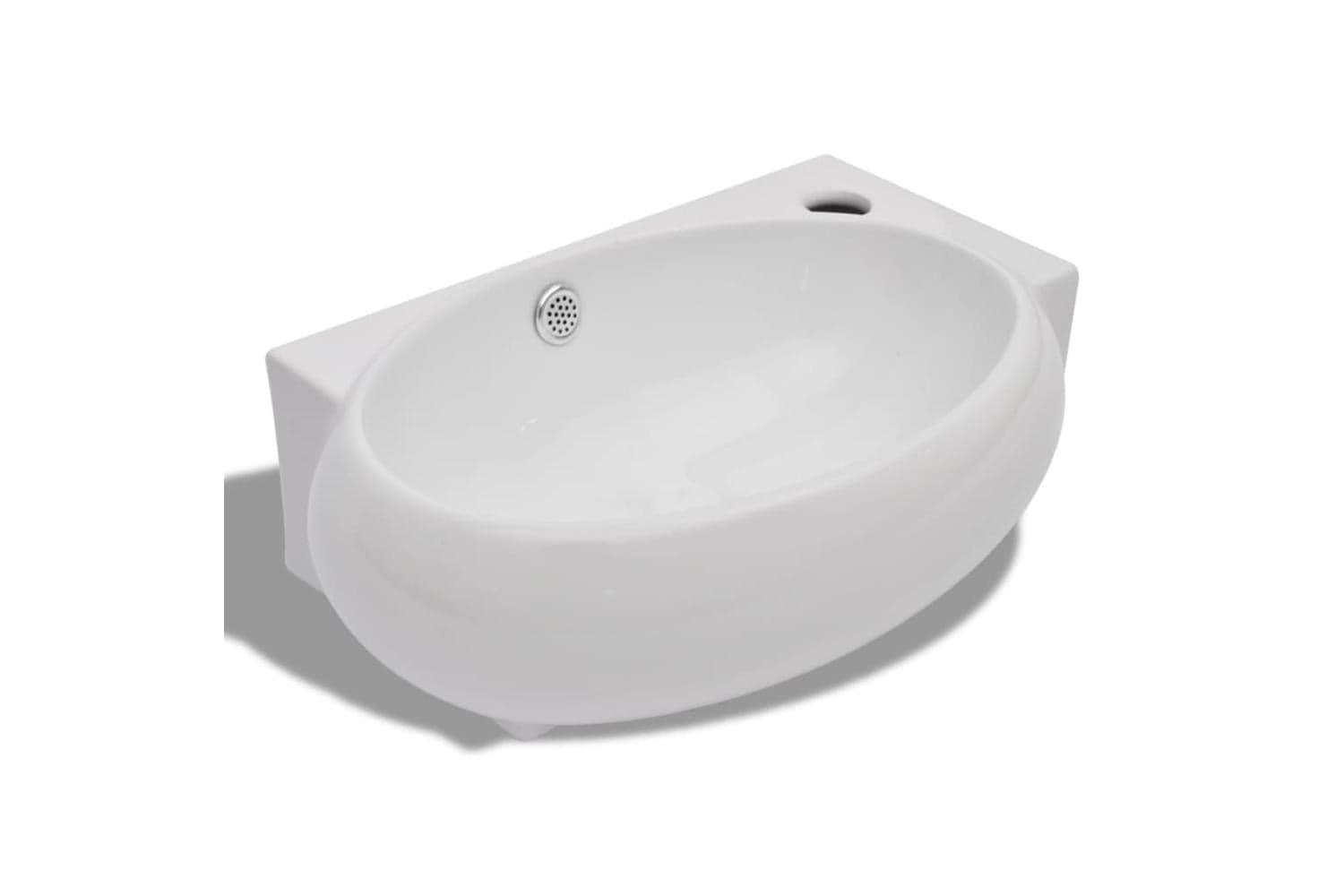 Vidaxl Ceramic Sink Basin Faucet & Overflow Hole Bathroom White