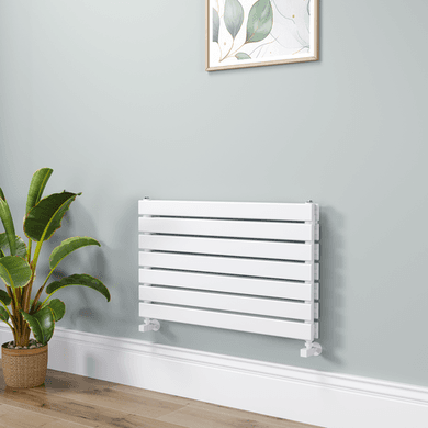 Riace Linea White Flat Designer Radiator 490x800mm Double Panel 2369 BTU - Horizontal Bars
