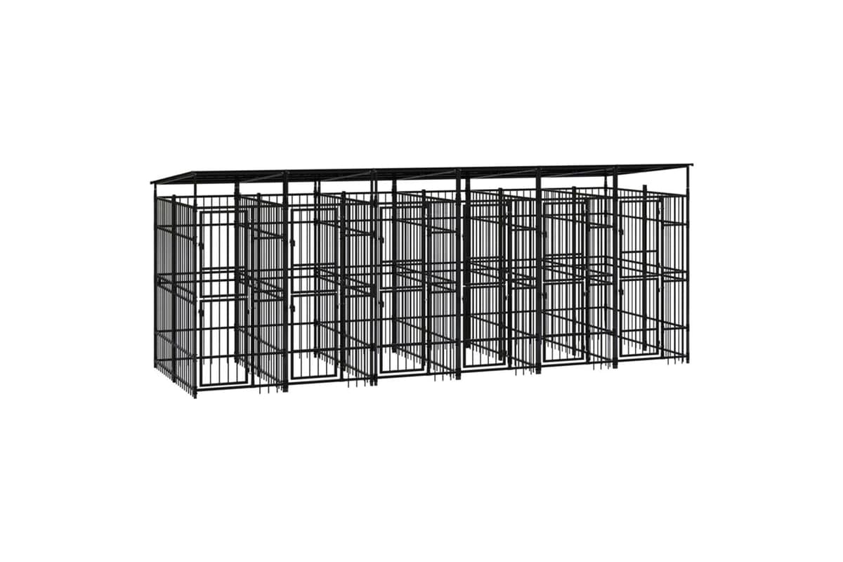 Vidaxl Outdoor Dog Kennel With Roof Steel 1106 M