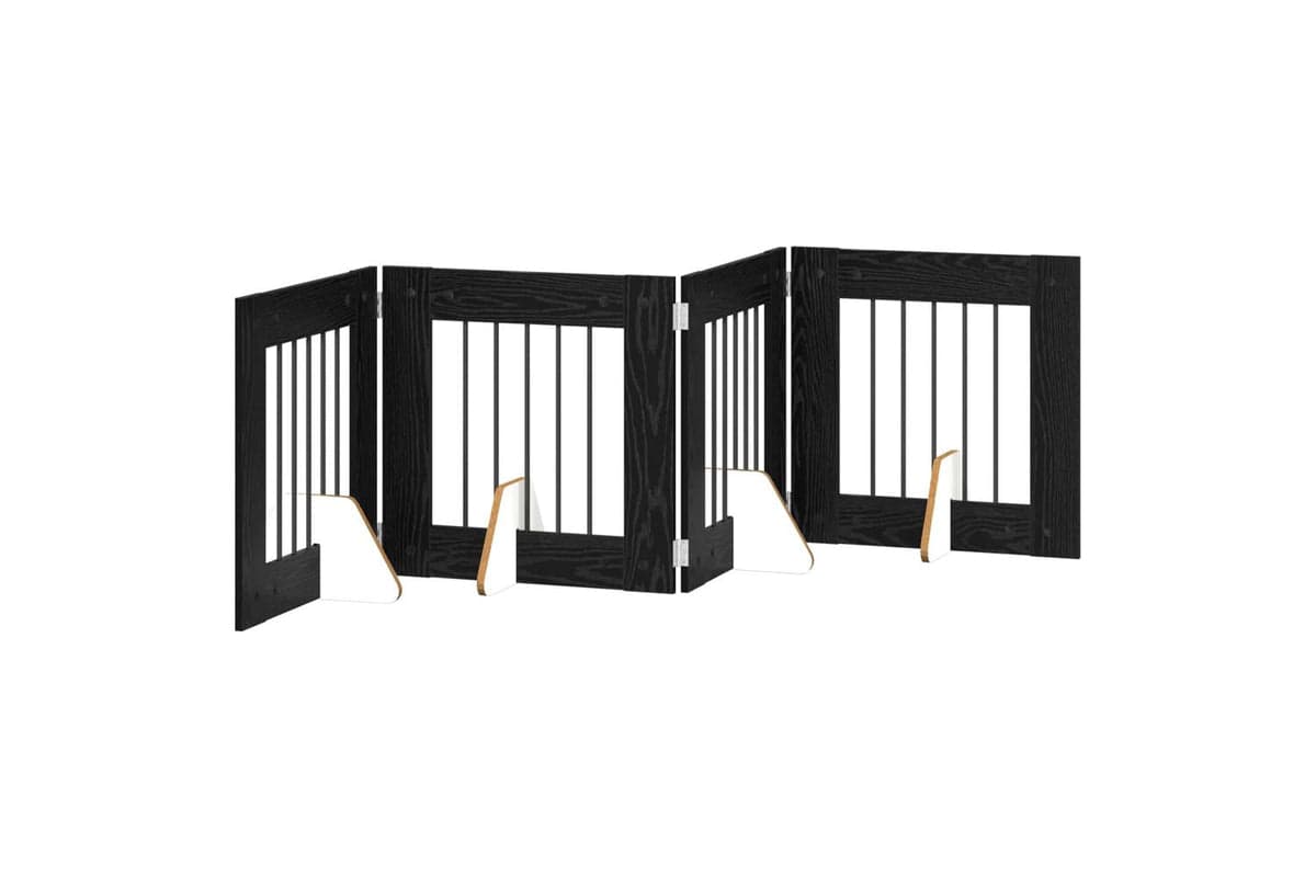 Vidaxl Foldable Dog Gate With Stands 4 Pcs Black Oak 241 Cm