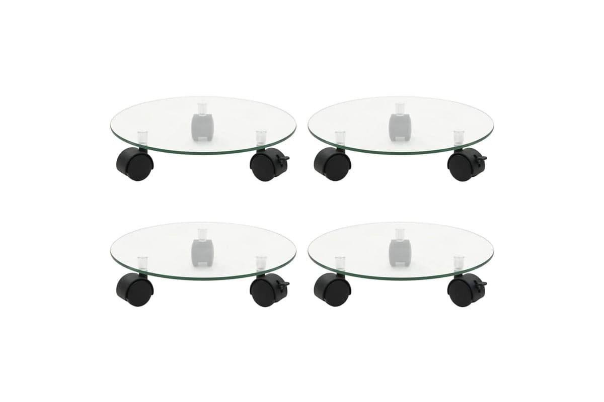vidaXL 3144028 Plant Rollers 4 Pcs 28cm Tempered Glass Round