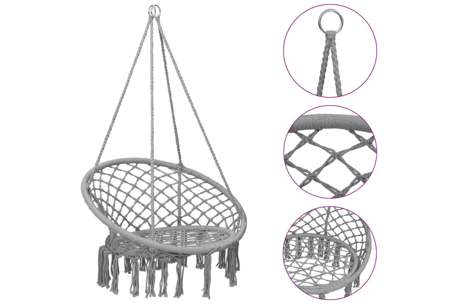 Vidaxl Hammock Swing Chair 80 Cm Grey